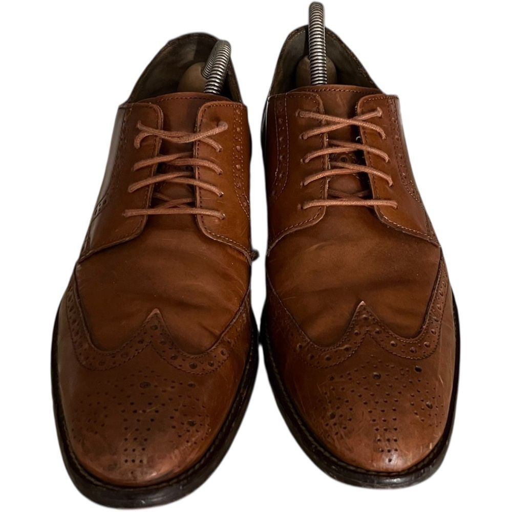Cole Haan Brown Leather Oxford Dress Shoes with Wingtip Detailing - Picture 4 of 8